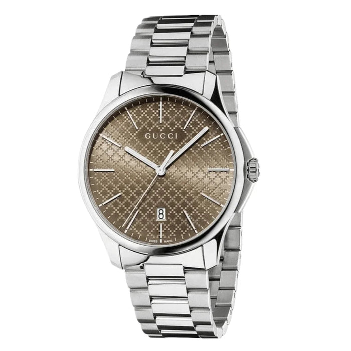 Gucci G-Timeless Silver Stainless Steel Black Dial Quartz Watch for Gents YA126457